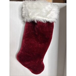 Red Velvet And White Faux Fur Cuff Christmas Stocking Measures 18" RUZ Brand
